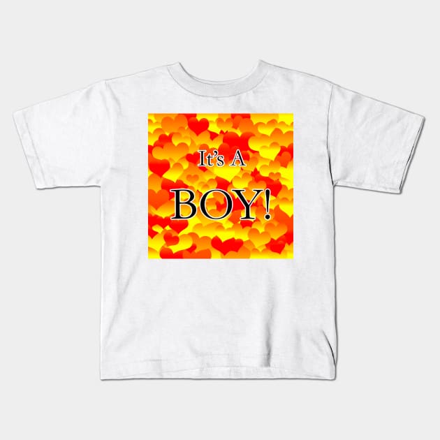 It's A Boy! Red and Yellow Hearts Kids T-Shirt by BlakCircleGirl